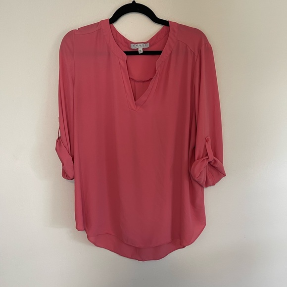 Chaus Tops - CHAUS Pink Split Neck Blouse | Size XL